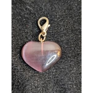 Vintage Purple Cats Eye Glass Heart Charm